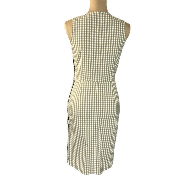 J. McLaughlin Paulson Dress Tan Gingham Sz 2 Career Cottagecore Preppy Old Money - Picture 2 of 11